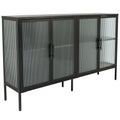 Stylish 4 Door Tempered Glass Cabinet with 4 Glass black-tempered glass+sheet metal+plastic