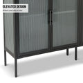 Stylish 4 Door Tempered Glass Cabinet with 4 Glass black-tempered glass+sheet metal+plastic