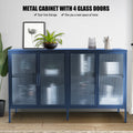 Stylish 4 Door Tempered Glass Cabinet with 4 Glass blue-tempered glass+sheet metal+plastic