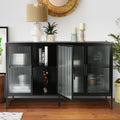 Stylish 4 Door Tempered Glass Cabinet with 4 Glass black-tempered glass+sheet metal+plastic