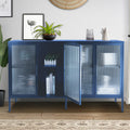 Stylish 4 Door Tempered Glass Cabinet with 4 Glass blue-tempered glass+sheet metal+plastic