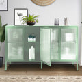 Stylish 4 Door Tempered Glass Cabinet with 4 Glass mint green-tempered glass+sheet metal+plastic