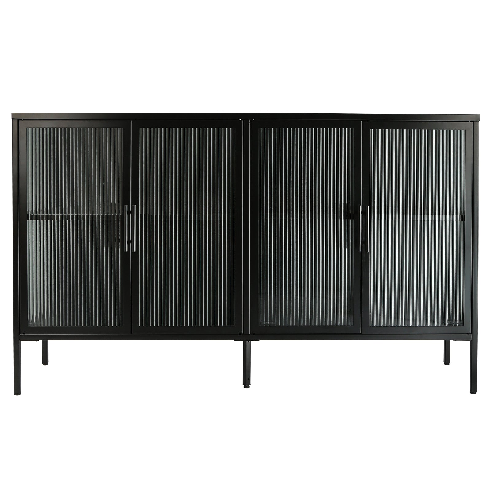 Stylish 4 Door Tempered Glass Cabinet with 4 Glass black-tempered glass+sheet metal+plastic