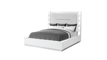 Coco Led Queen Size Bed Made with Wood in Milky