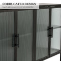 Stylish 4 Door Tempered Glass Cabinet with 4 Glass black-tempered glass+sheet metal+plastic