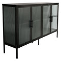 Stylish 4 Door Tempered Glass Cabinet with 4 Glass black-tempered glass+sheet metal+plastic