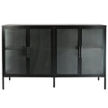 Stylish 4 Door Tempered Glass Cabinet with 4 Glass black-tempered glass+sheet metal+plastic