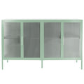 Stylish 4 Door Tempered Glass Cabinet with 4 Glass mint green-tempered glass+sheet metal+plastic