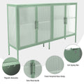 Stylish 4 Door Tempered Glass Cabinet with 4 Glass mint green-tempered glass+sheet metal+plastic