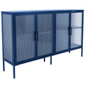 Stylish 4 Door Tempered Glass Cabinet with 4 Glass blue-tempered glass+sheet metal+plastic