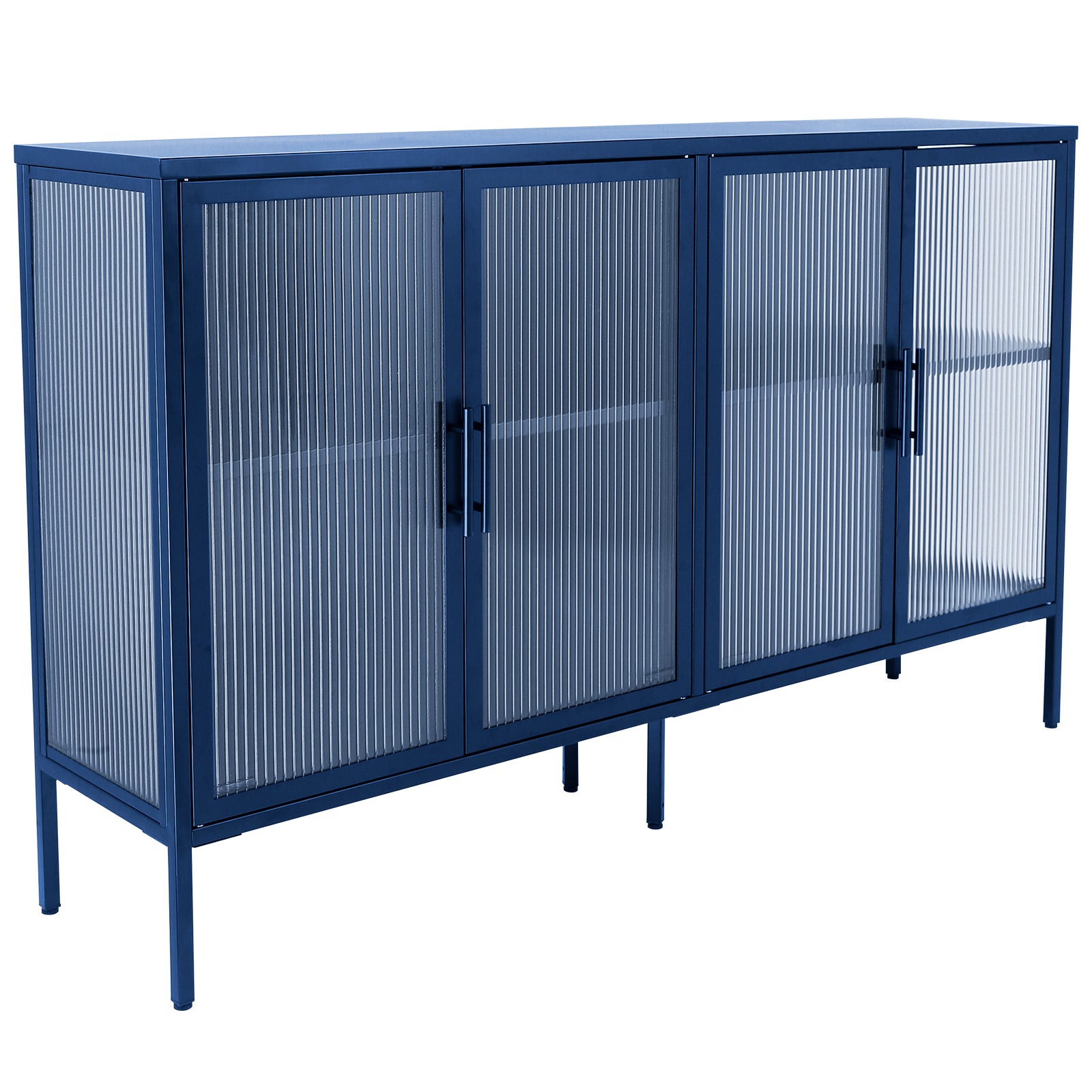 Stylish 4 Door Tempered Glass Cabinet with 4 Glass blue-tempered glass+sheet metal+plastic