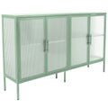 Stylish 4 Door Tempered Glass Cabinet with 4 Glass mint green-tempered glass+sheet metal+plastic