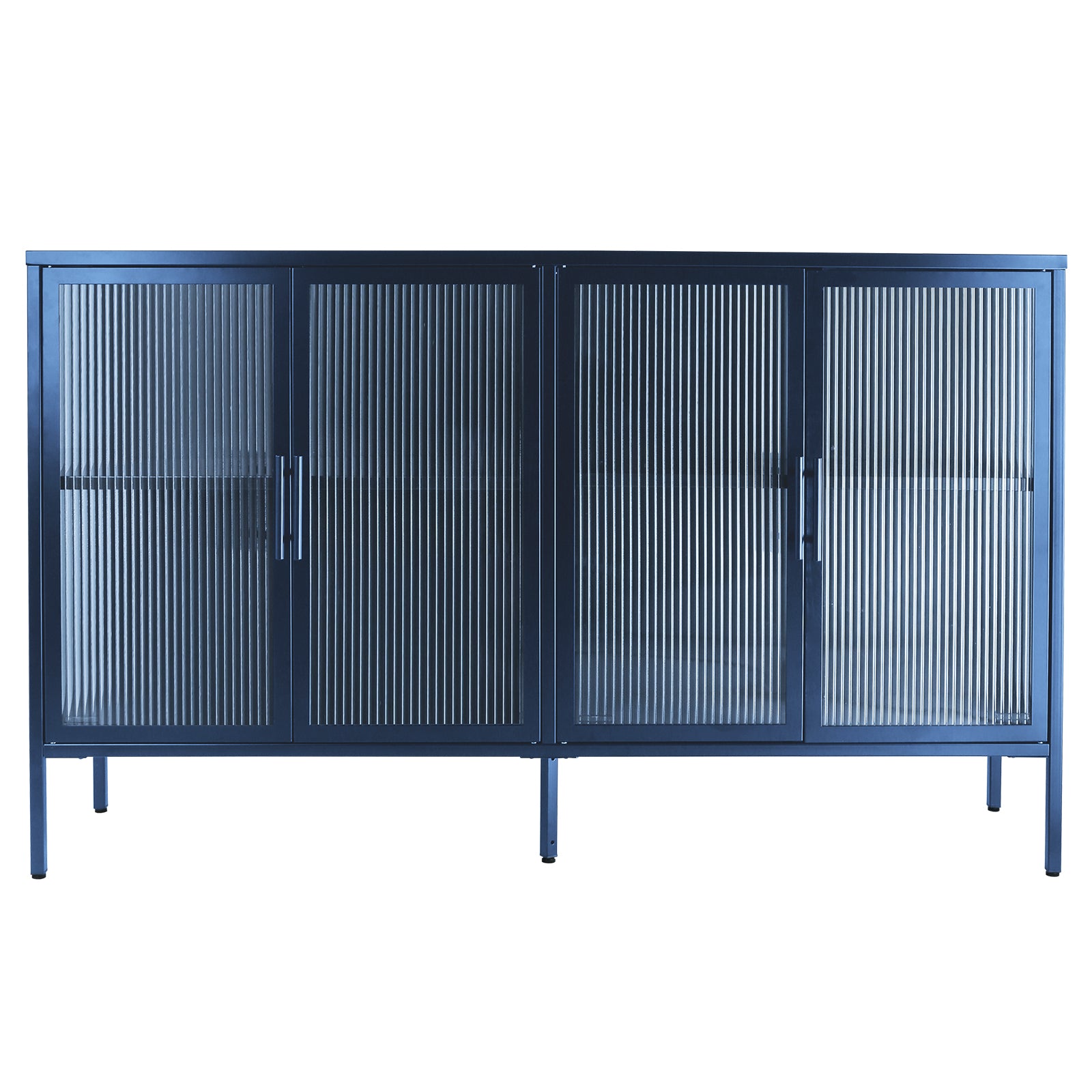 Stylish 4 Door Tempered Glass Cabinet with 4 Glass blue-tempered glass+sheet metal+plastic