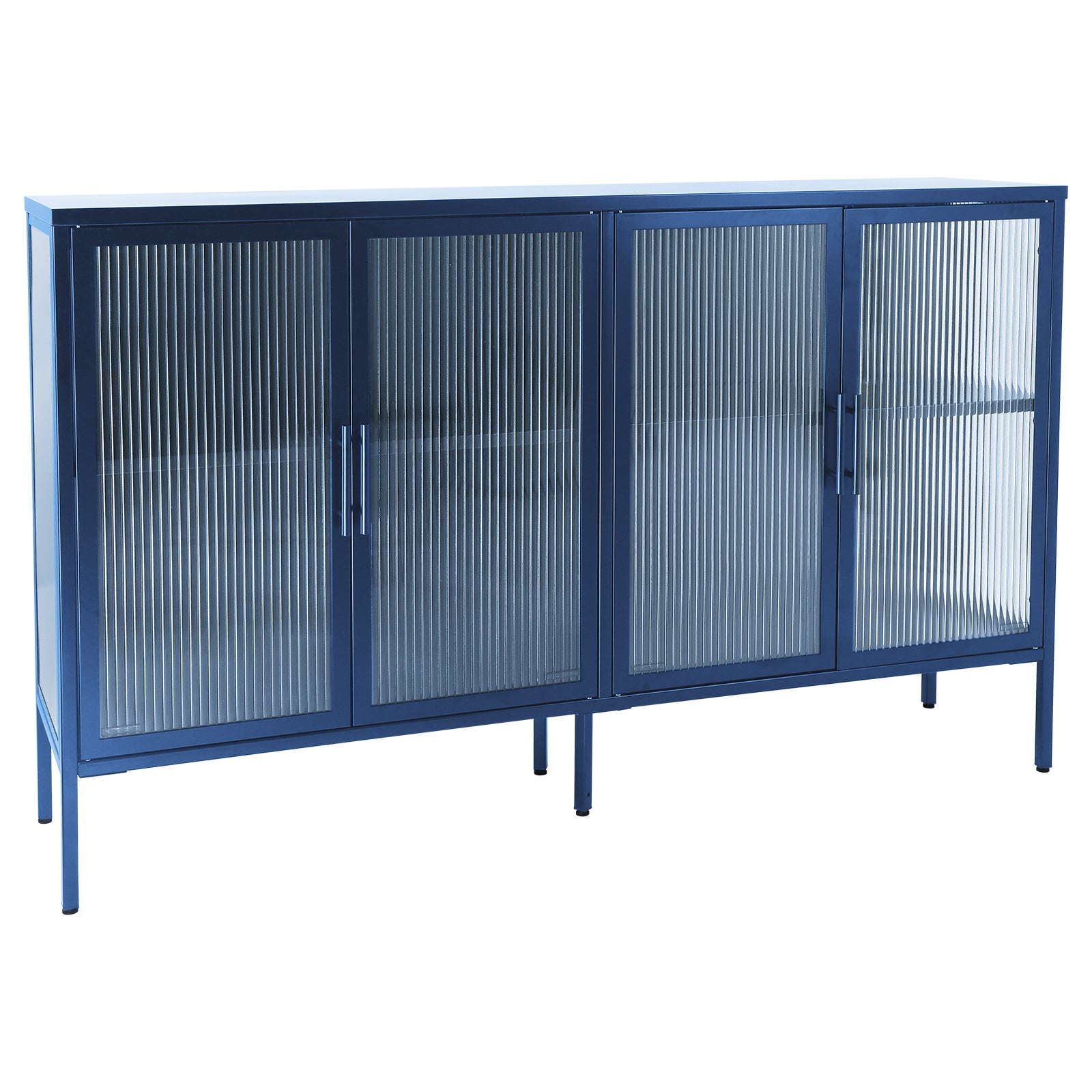 Stylish 4 Door Tempered Glass Cabinet with 4 Glass blue-tempered glass+sheet metal+plastic