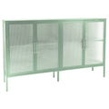 Stylish 4 Door Tempered Glass Cabinet with 4 Glass mint green-tempered glass+sheet metal+plastic