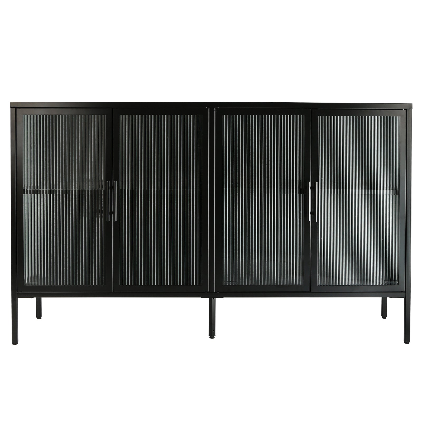 Stylish 4 Door Tempered Glass Cabinet with 4 Glass black-tempered glass+sheet metal+plastic