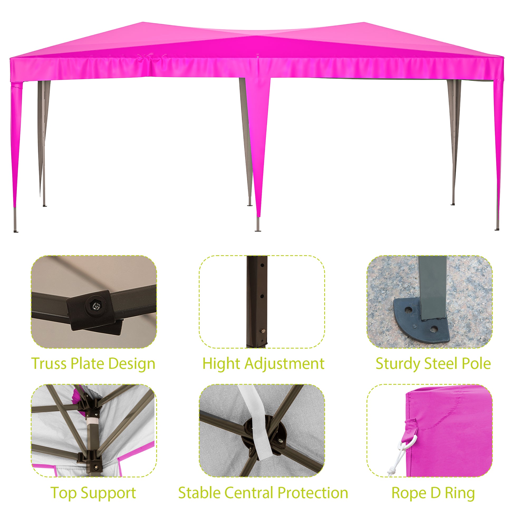 10'x20' EZ Pop Up Canopy Outdoor Portable Party pink-metal