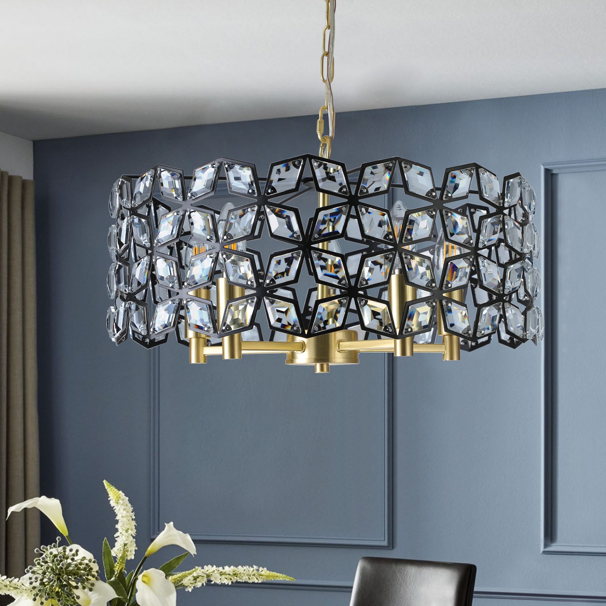 Modern Crystal Chandelier for Living Room Round transparent-modern-crystal