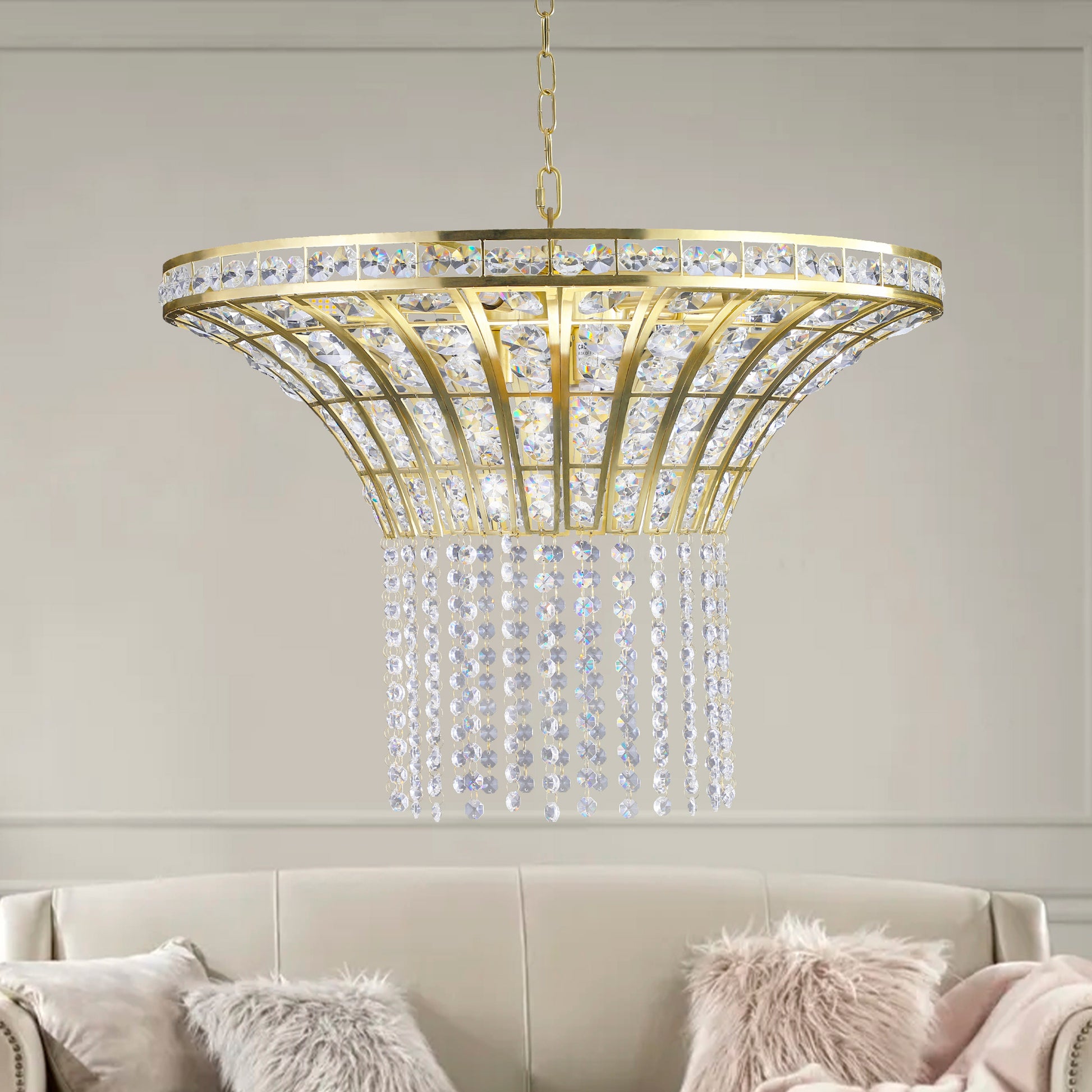 8 Light 23.6" Wide Crystal Waterfall Chandelier