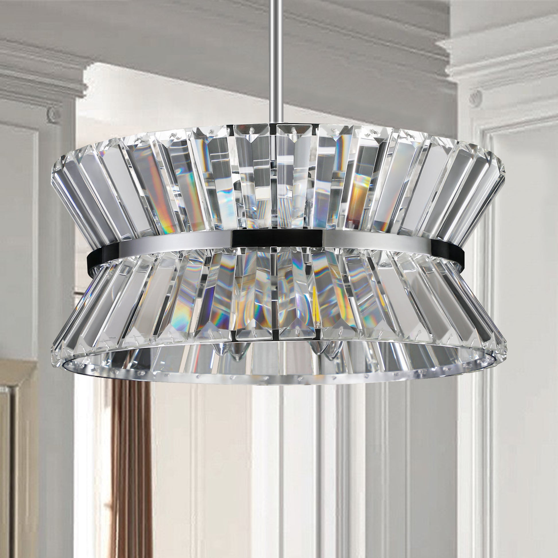 Modern Crystal Chandelier for Living Room Round transparent-modern-crystal