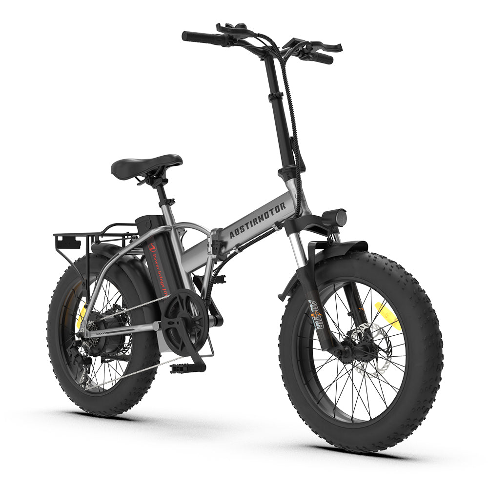 AOSTIRMOTOR Folding Electric Bike Ebike Bicycle 750W cycling-gray-foldable-aluminium