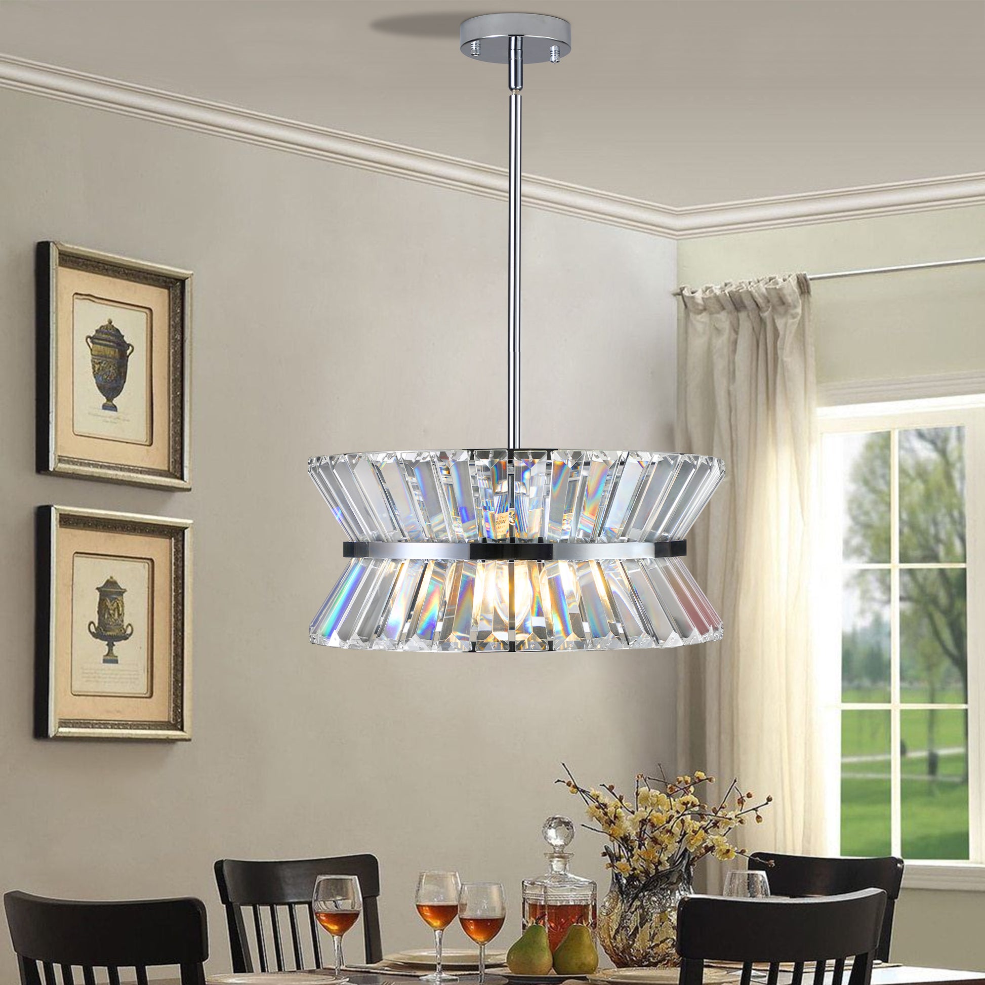 Modern Crystal Chandelier for Living Room Round transparent-modern-crystal