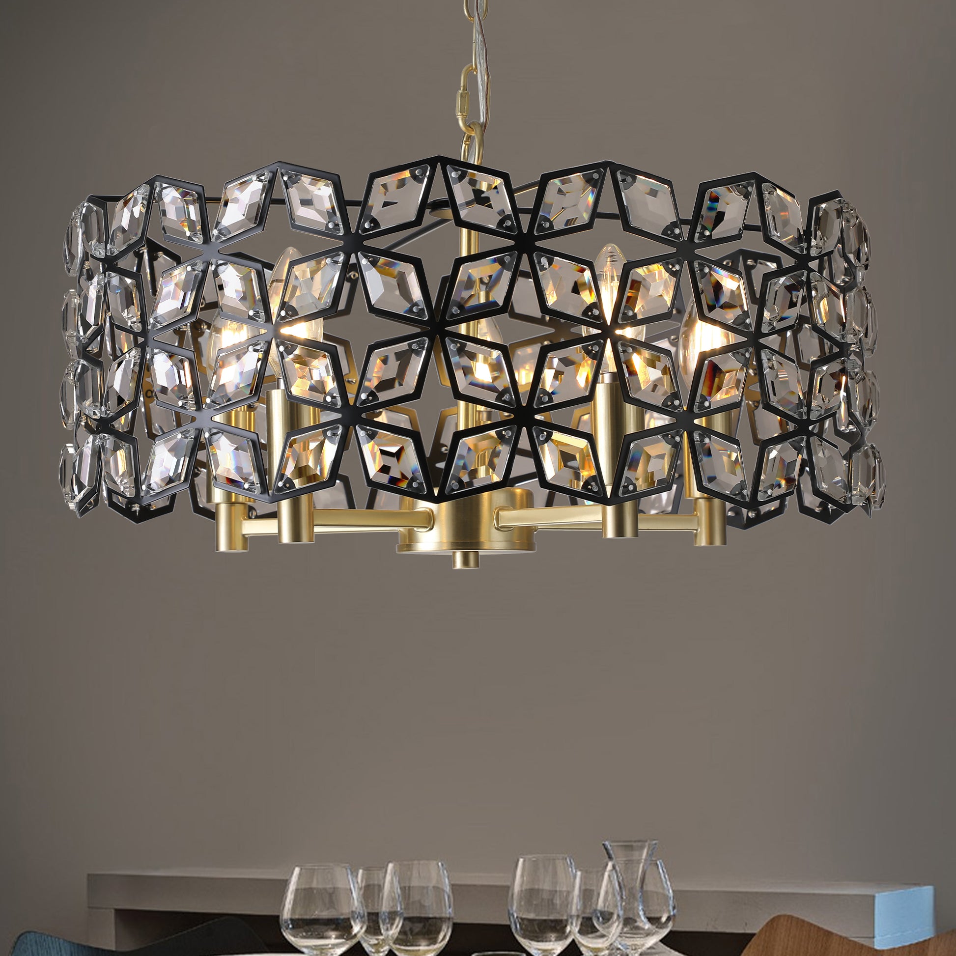 Modern Crystal Chandelier for Living Room Round transparent-modern-crystal