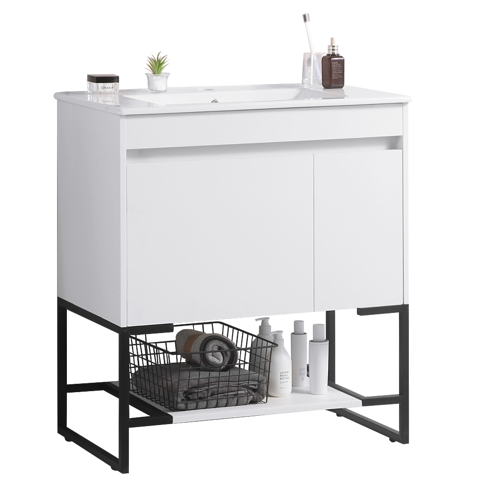 30" Bathroom Vanity with Sink,Bathroom Vanity Cabinet white-solid wood