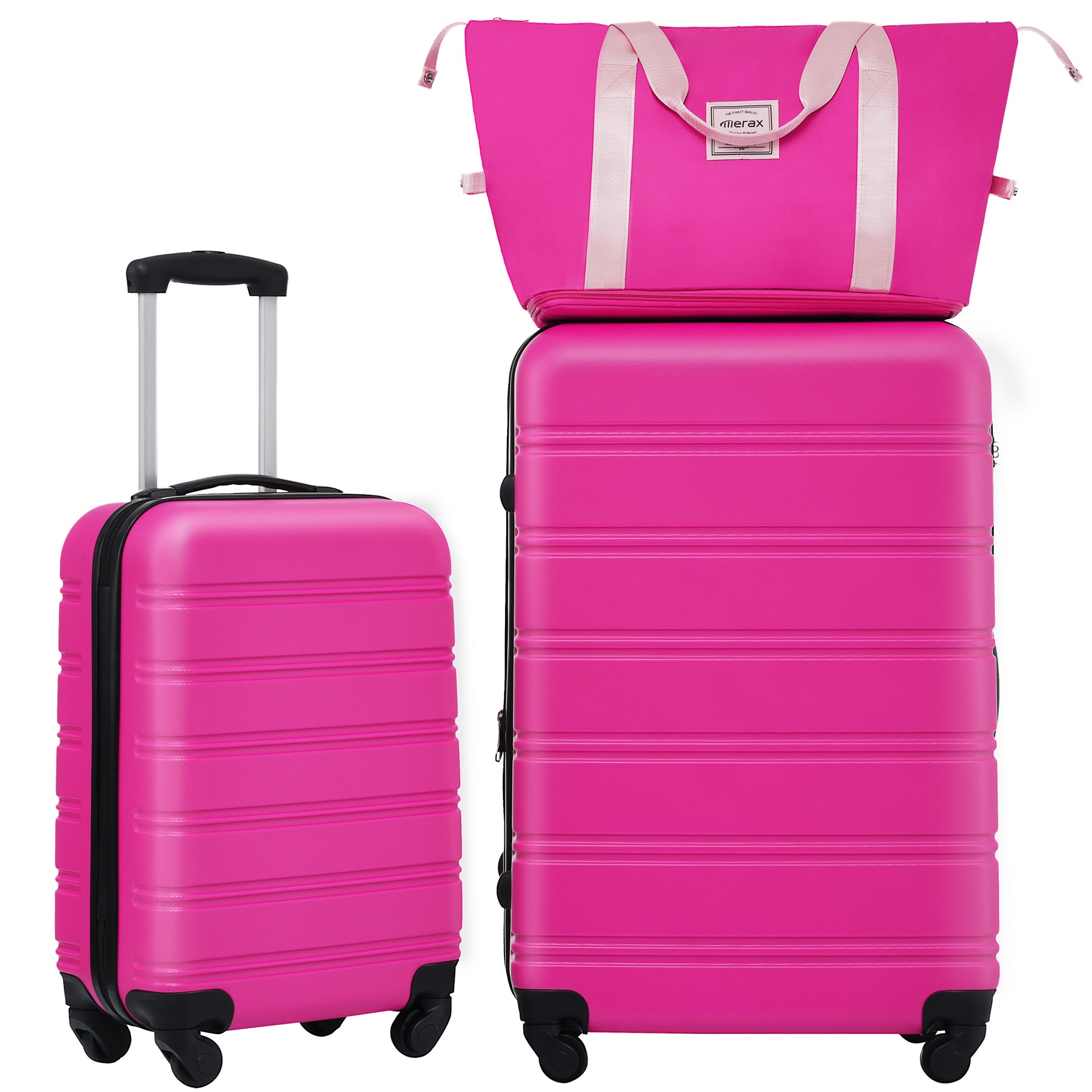 Hardshell Luggage Sets 2Pcs Bag Spinner Suitcase with pink-abs