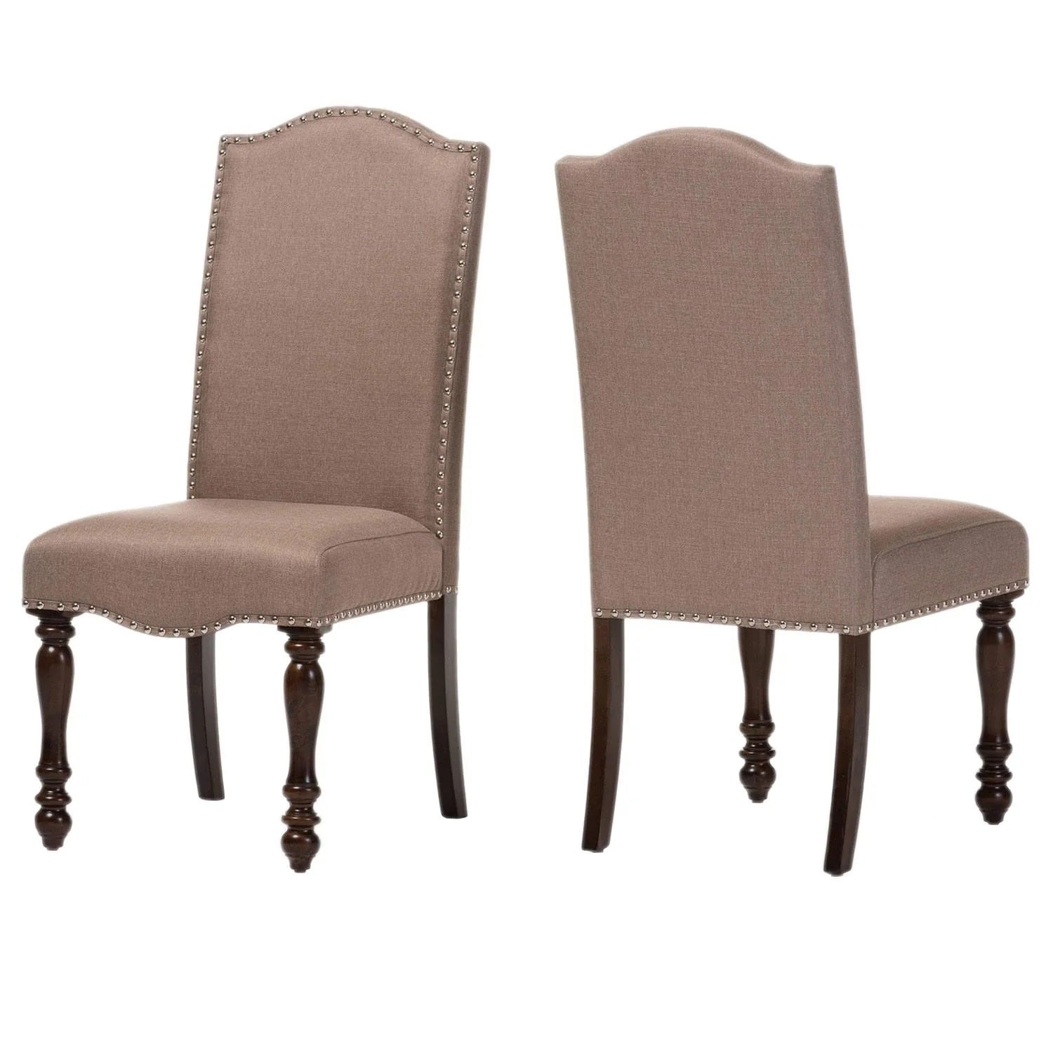 Transitional Antique Cherry Beige Set of 2pc Side beige+brown-dining