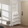 White color shoe cabinet with 3 doors 2 drawers