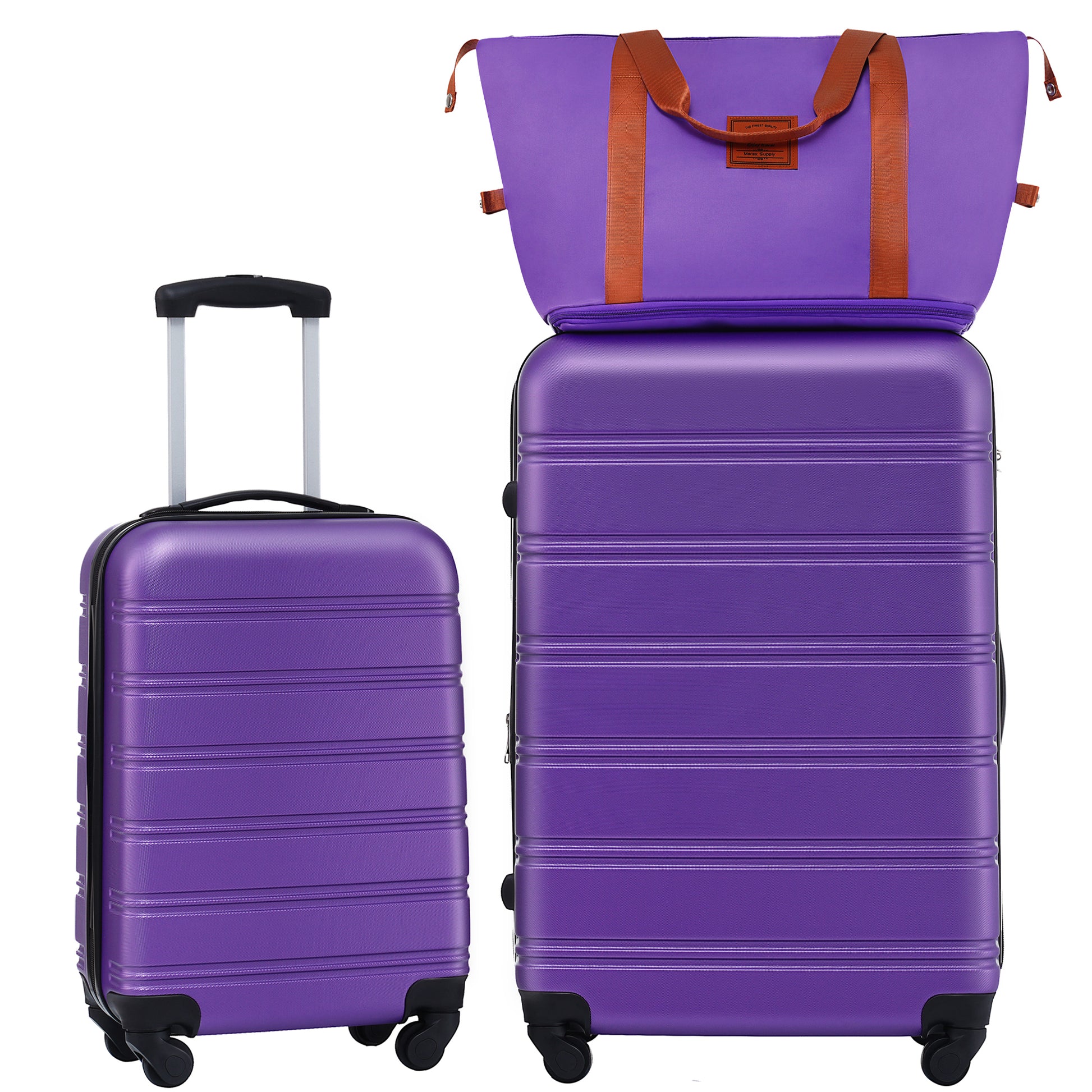 Hardshell Luggage Sets 2Pcs Bag Spinner Suitcase with purple-abs