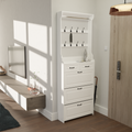 White color shoe cabinet with 3 doors 2 drawers