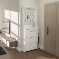 White color shoe cabinet with 3 doors 2 drawers