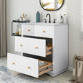 Video 30 Inch Modern White Bathroom Vanity Cabinet white-solid wood+mdf