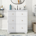 Video 30 Inch Modern White Bathroom Vanity Cabinet white-solid wood+mdf