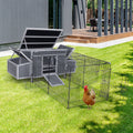 Outdoor Wood Chicken Coop with Wire Mesh Run,