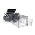 Outdoor Wood Chicken Coop with Wire Mesh Run,