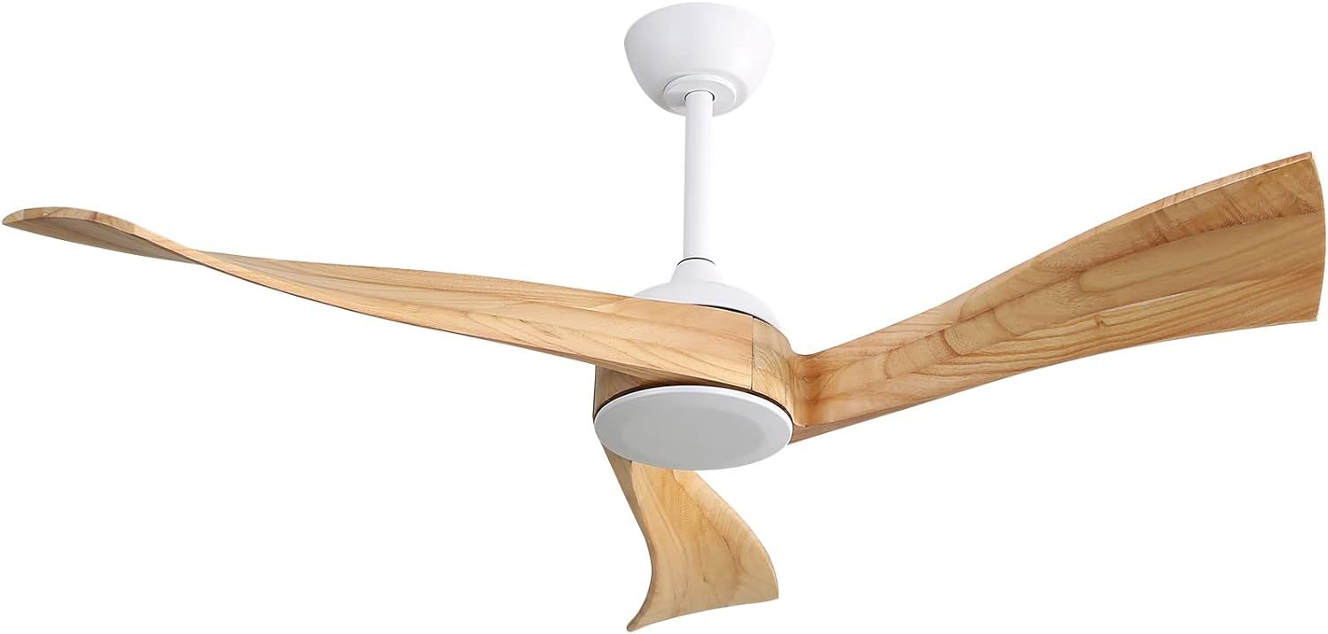 52 Inch Indoor Modern Ceiling Fan Without Light 6 white-metal & wood