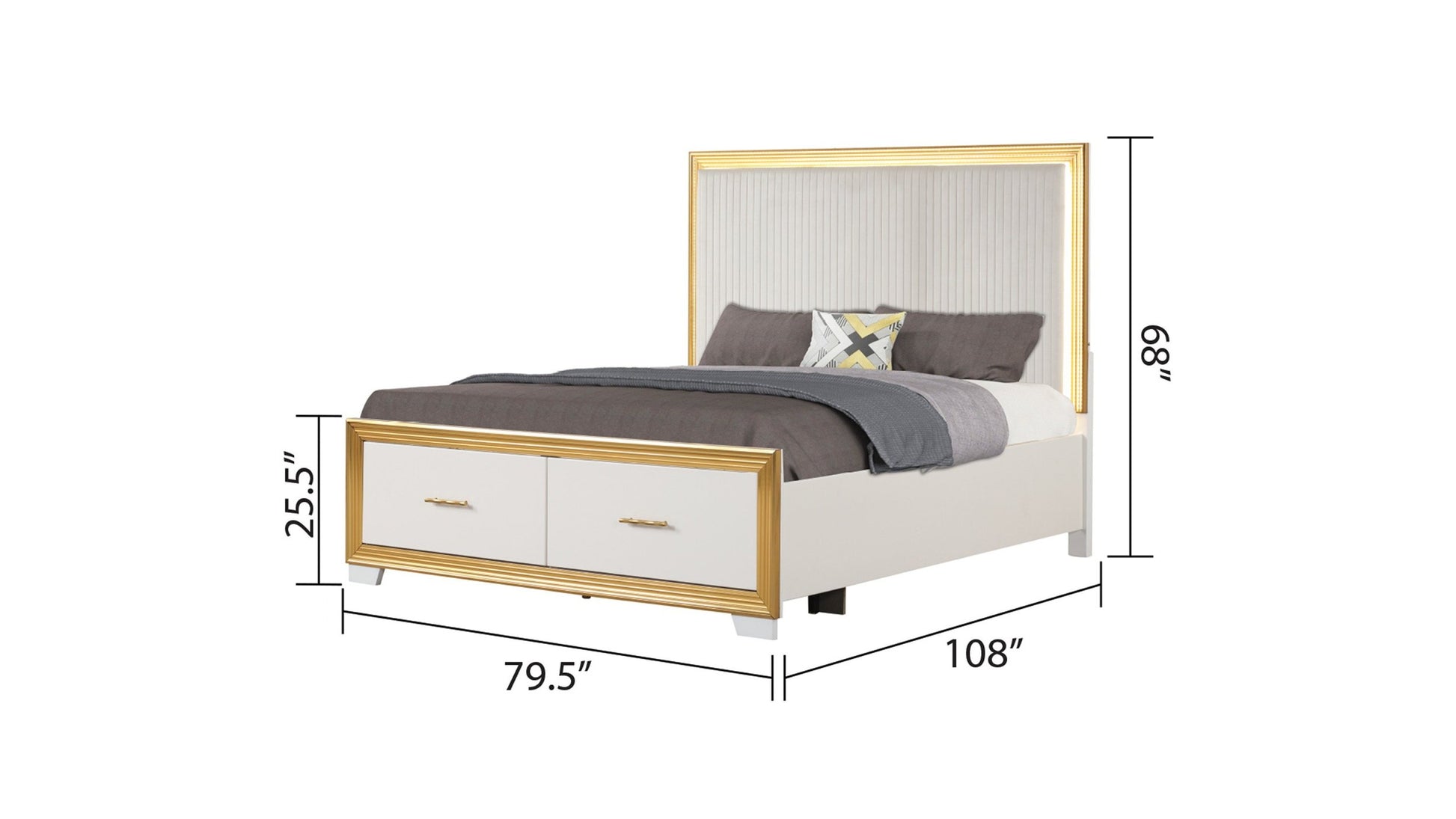 Obsession Contemporary Style 5PC King Bedroom Set Made box spring not required-king-white-wood-5 piece