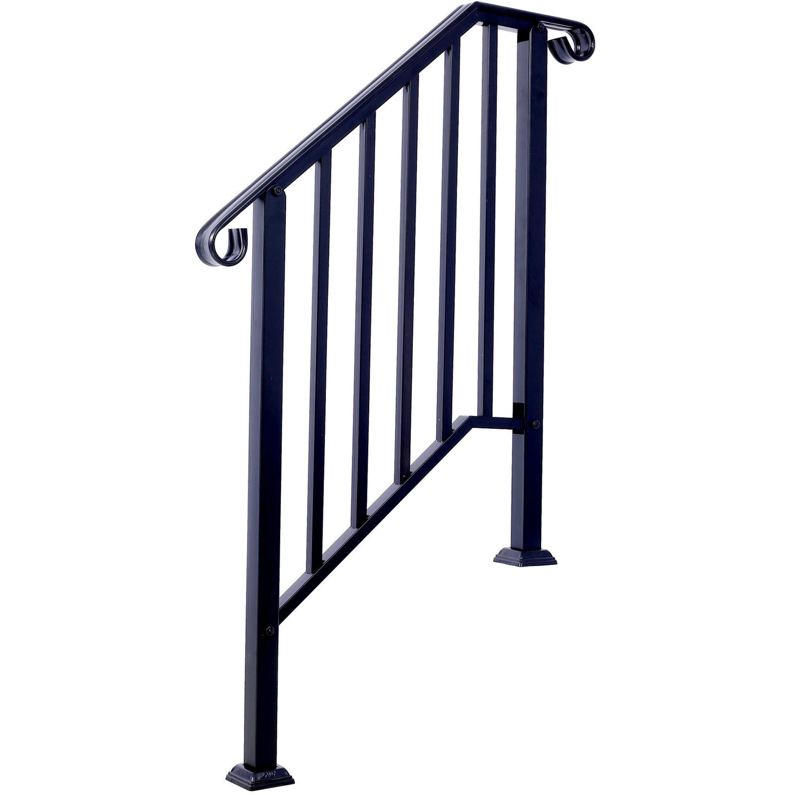 Handrails for Outdoor Steps, Fit 2 or 3 Steps Outdoor black-steel