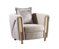 Chanelle Thick Velvet Fabric Upholstered Chair Made beige-primary living