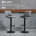 Bar Stools Set of 2, Swivel Bar Height Barstools gray-pu leather