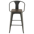 Dark Elm and Matte Black Bar Height Stool Set of