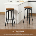 Bar Stools Set of 2, Vintage Barstools with Footrest brown-microfiber