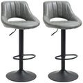 Bar Stools Set of 2, Swivel Bar Height Barstools gray-pu leather