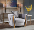 Chanelle Thick Velvet Fabric Upholstered Chair Made gray-primary living