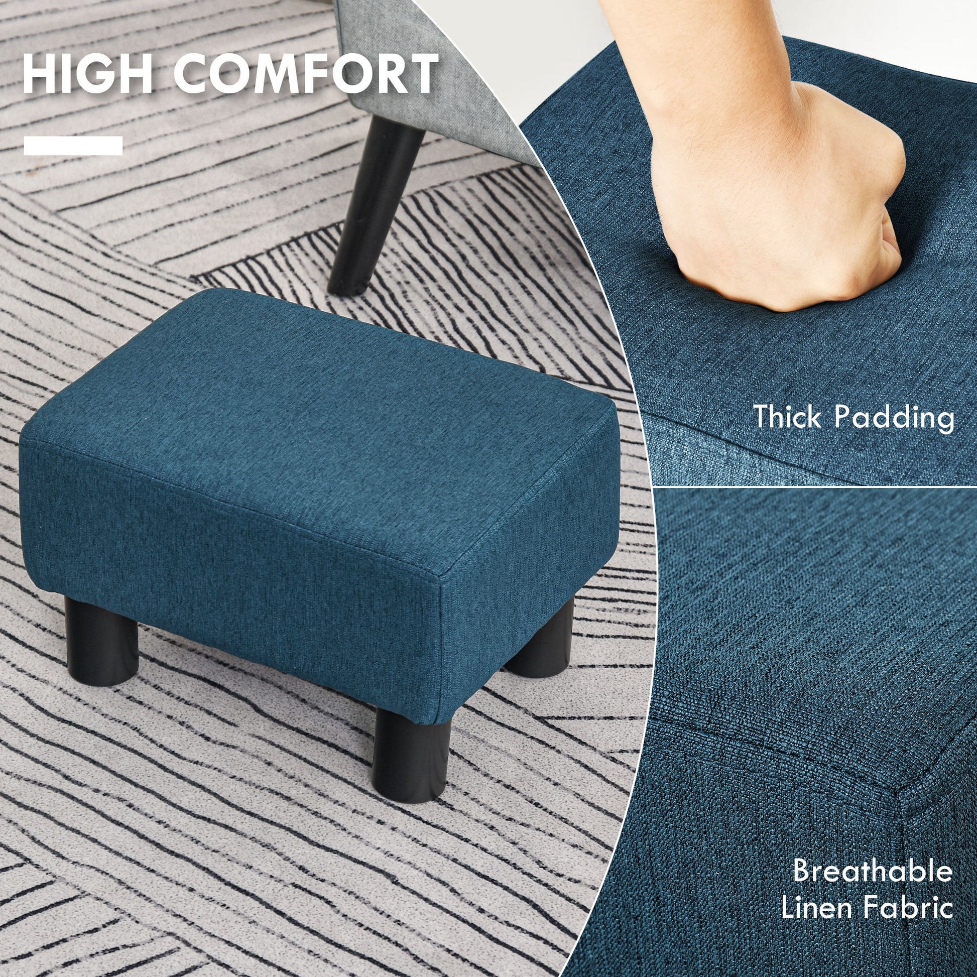 Ottoman Foot Rest, Small Foot Stool with Linen