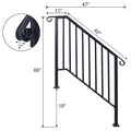 Handrails for Outdoor Steps, Fit 3 or 4 Steps Outdoor black-steel