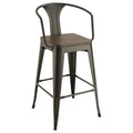 Dark Elm and Matte Black Bar Height Stool Set of